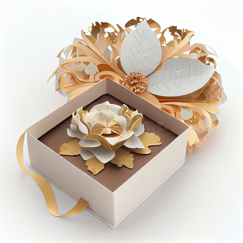 Luxury Gift Box with ornaments stock illustration