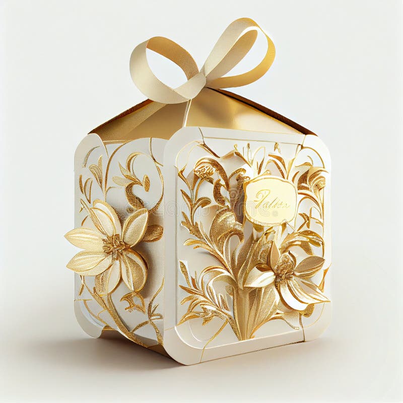 Luxury Gift Box with ornaments stock illustration