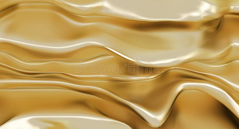 Luxury gold background abstract shape. Flowing glossy golden shapes. Abstract melting wall.