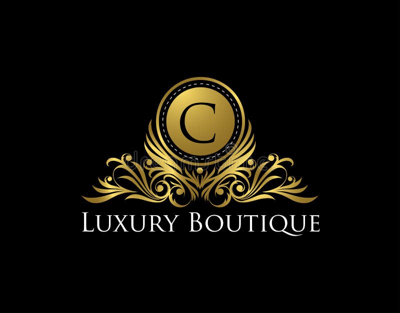 Luxury Gold Boutique Logo Vector Design. Premium Golden Bagde C Letter ...