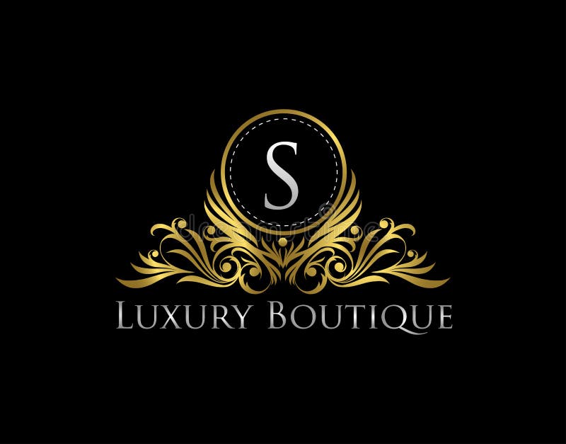 Luxury Gold Boutique Logo Vector Design. Premium Golden Bagde S Letter ...