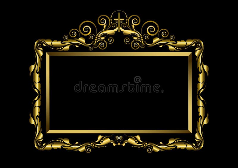 Luxury gold frame on black Background