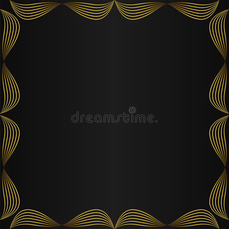 Luxury Gold Frame on Black Background Design Stock Vector