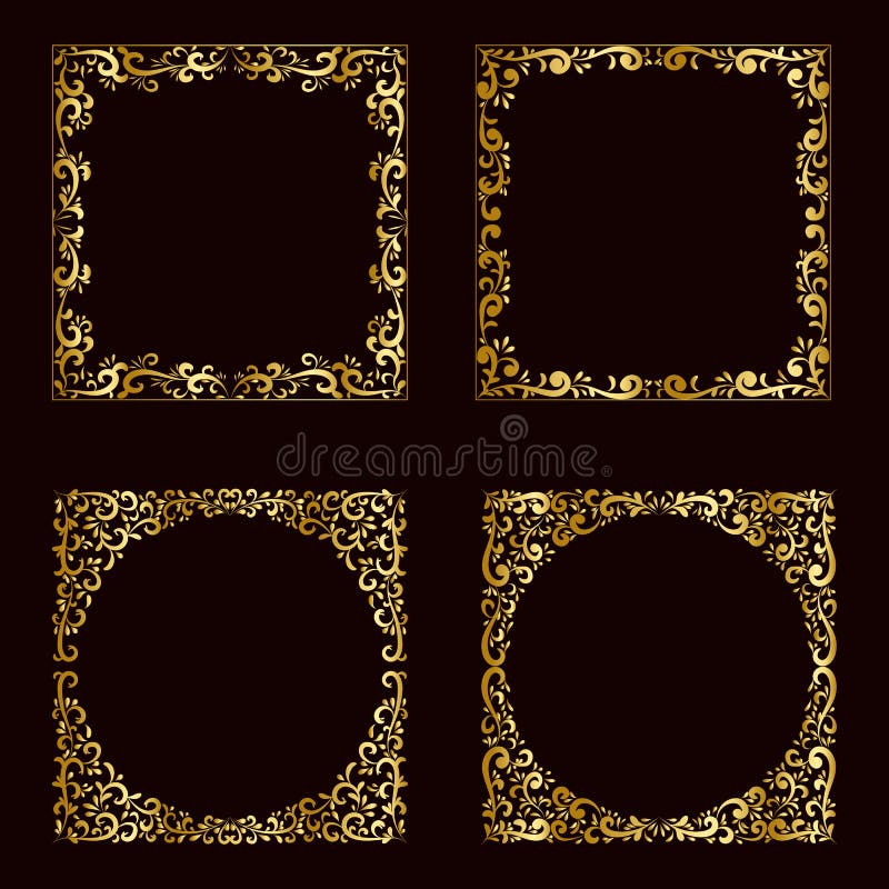 Luxury Gold Frame Border Set Stock Vector Illustration of ornament