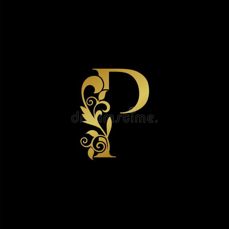 Initial letter P & S PS luxury art vector mark logo, gold color on black  background. Stock Vector