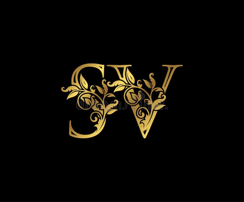 Luxury Gold Letter S, V and SV Vintage Decorative Ornament Letter Stamp ...