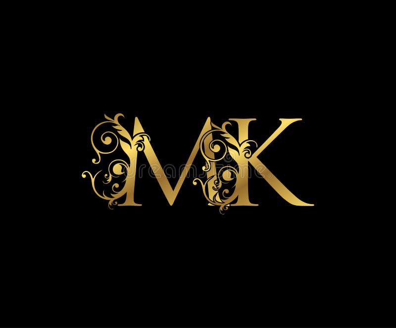 Luxury Gold M, K and MK Letter Floral Logo. Vintage Swirl Drawn Emblem for  Weeding Card, Brand Name, Letter Stamp, Restaurant, Stock Vector -  Illustration of jewelry, classic: 184964051