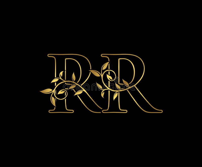 Initial letter R & R RR luxury art vector mark logo, gold color on black  background. Stock Vector | Adobe Stock