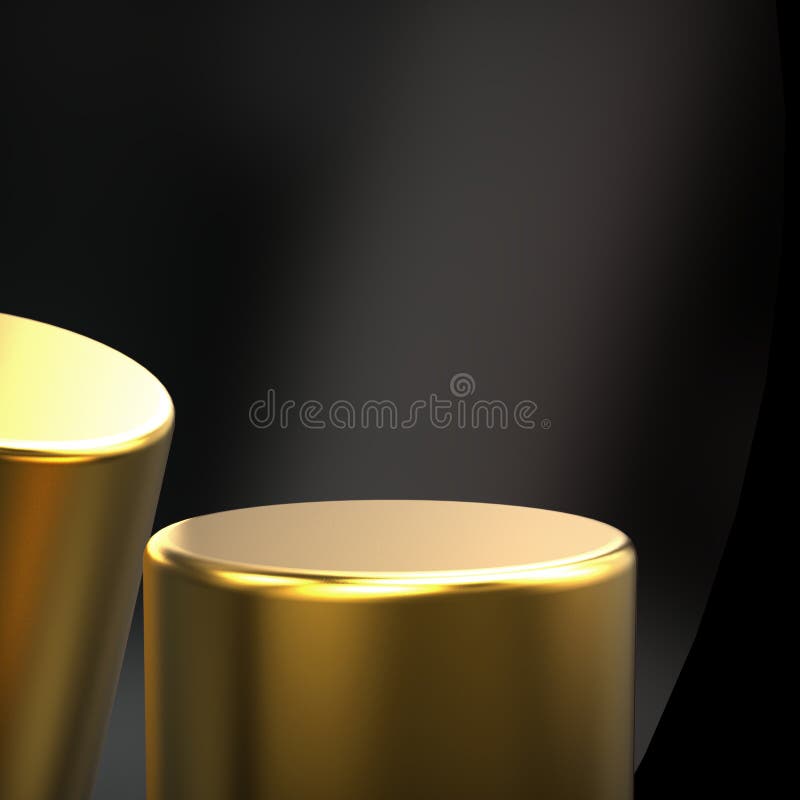 Luxury Gold Stands CloseUp in a Beam of Light on a Black Background