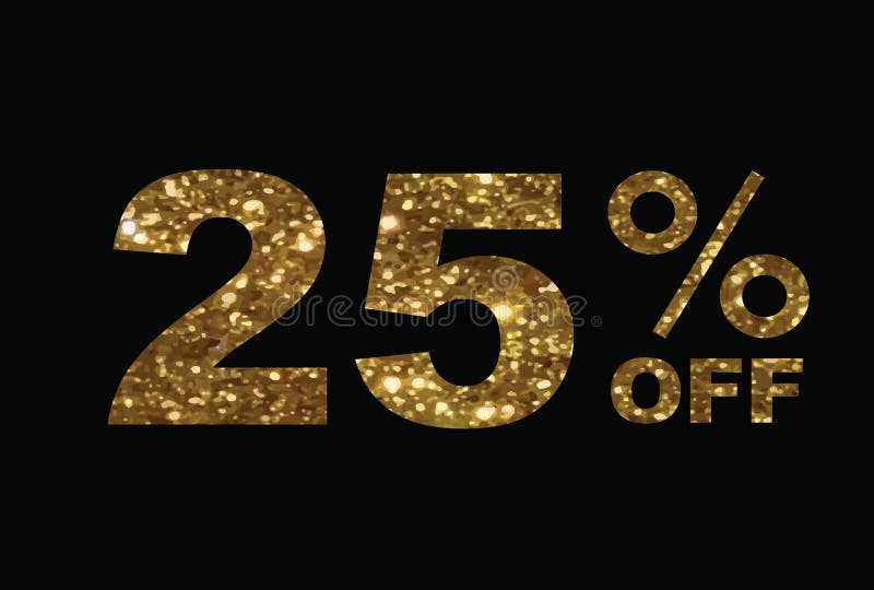 Luxury Golden Glitter Twenty Five Percent Off Special Discount W Stock Vector Illustration Of Blog Ornament