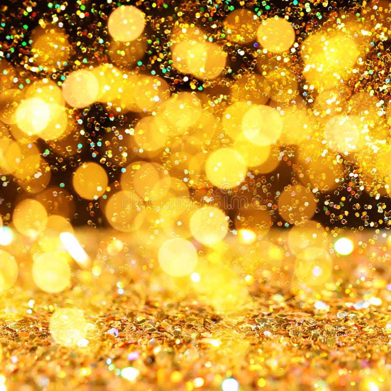 Luxury Golden Glitters On Background Bokeh Effect Stock Photo Image