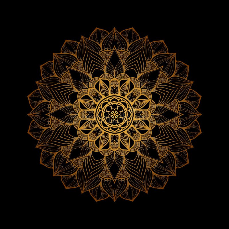 Luxury Golden Mandala Art Design on Dark Background Stock Illustration ...
