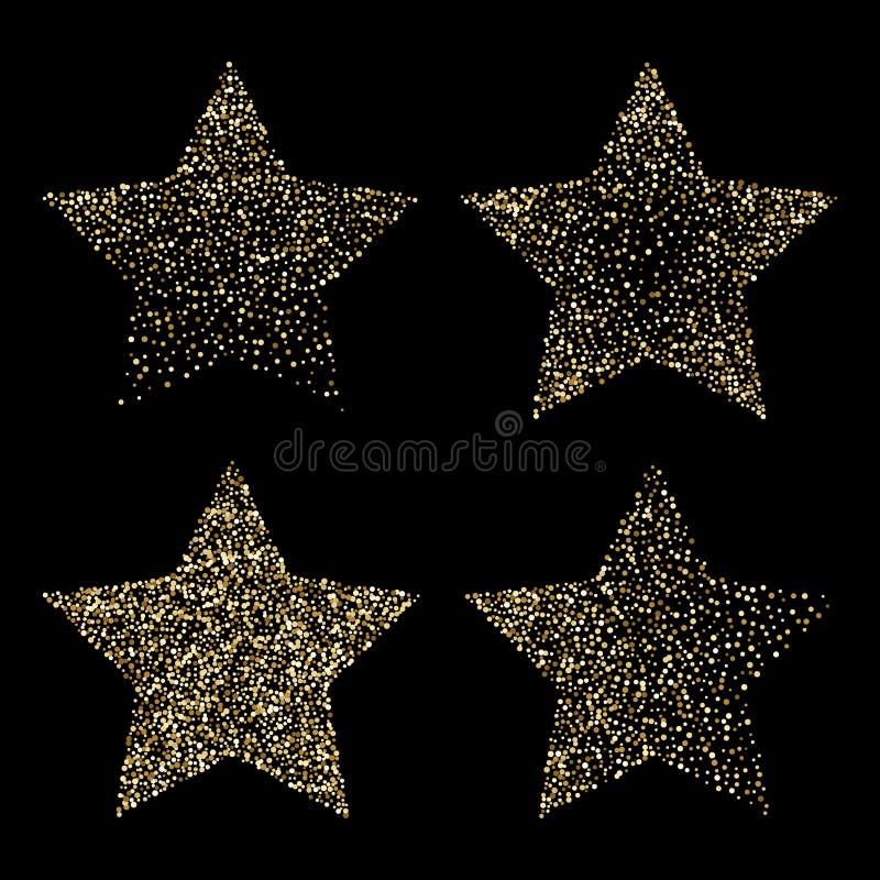 Luxury golden stars on black, gold glittering background