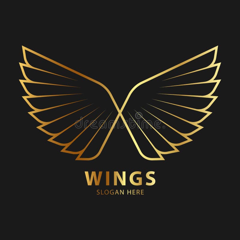 Luxury Golden Wings Logo Design Template Stock Vector Illustration of
