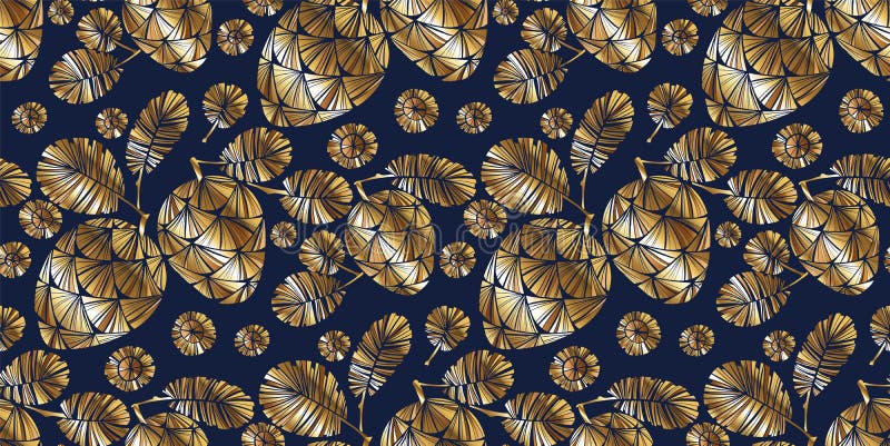 Luxury golden winter pine cone seamless pattern