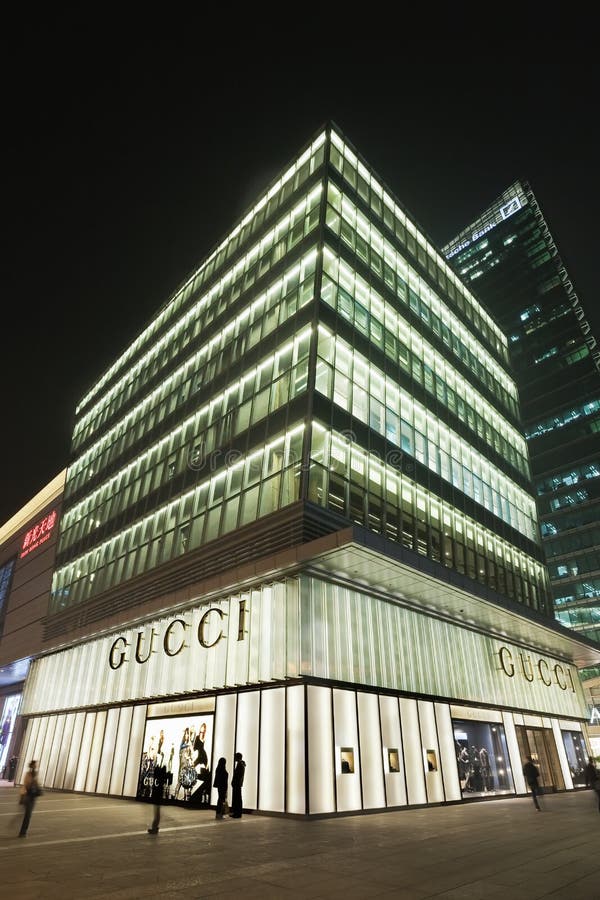 Luxury Gucci Outlet at Night, Beijing, China Editorial Photo - Image of ...