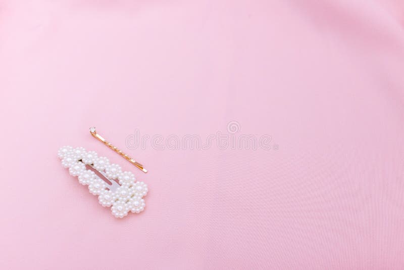 Luxury Hair Clips on Pink Fabric with Copyspace Stock Image - Image of clip,  diamond: 161590917