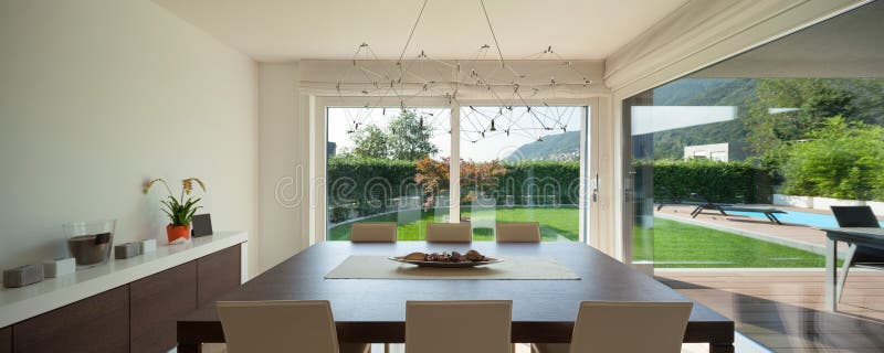Luxury home interior, dining table