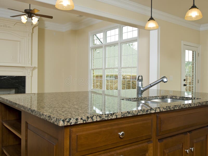 Luxury Home Kitchen Granite Island Countertop Stock Image Image of elegance, interior 8892277