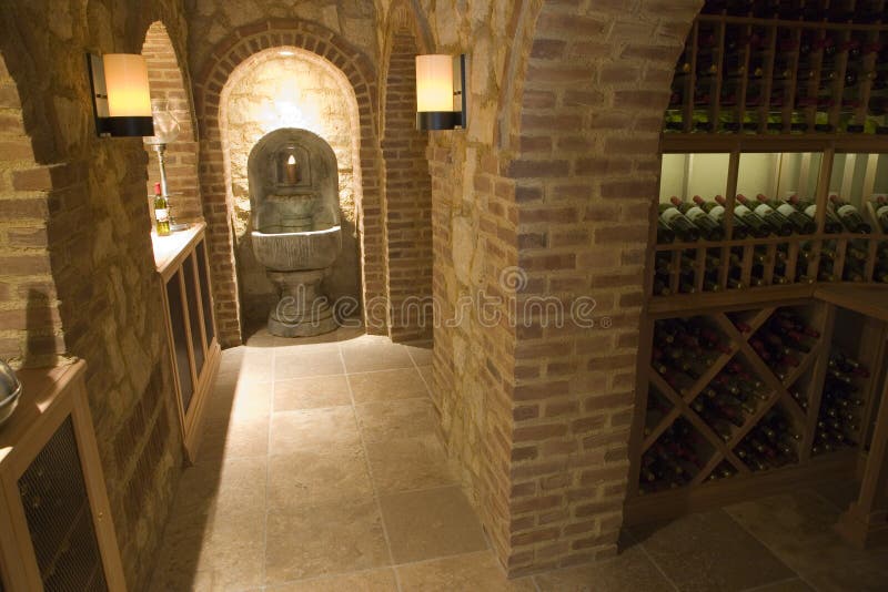 Luxury home wine cellar.