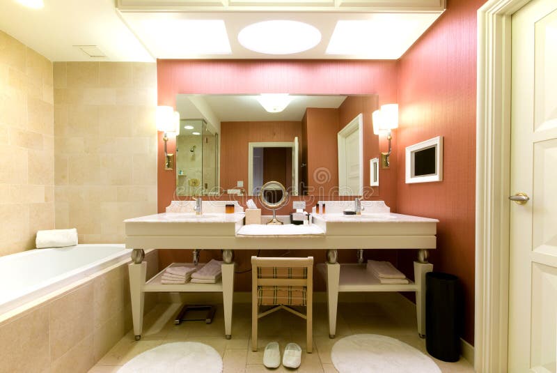 Luxury hotel bathroom stock photo. Image of light, shower 5933304