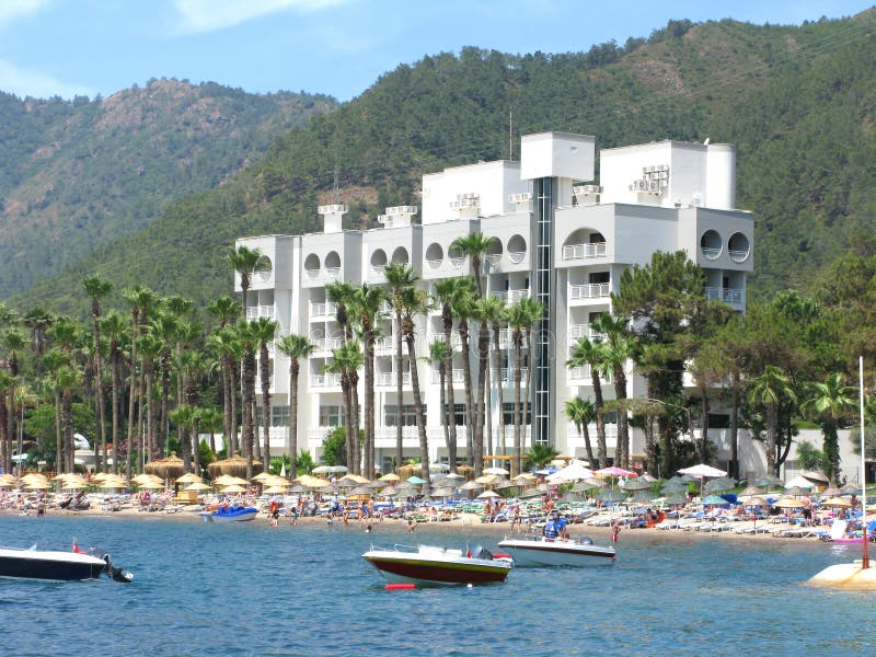 Luxury hotel with beach shore in marmaris turkey