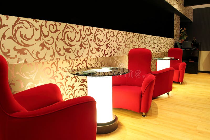 Obraz luxusný moderný hotelový salónik cum jedálenským kútom.