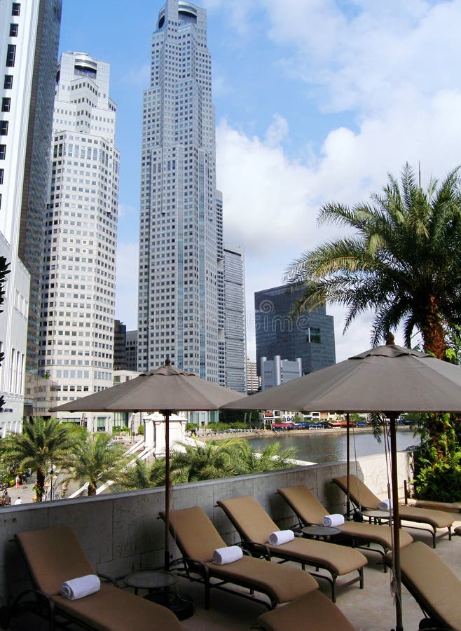 Luxury hotel pool area & view