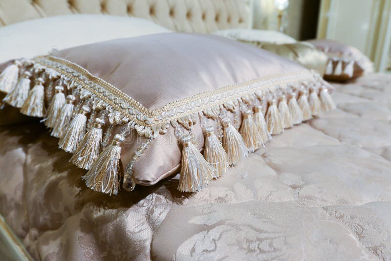 Luxury Hotel Room Setting with Bed and Pillows. Stock Image Image of apartment, furnishing