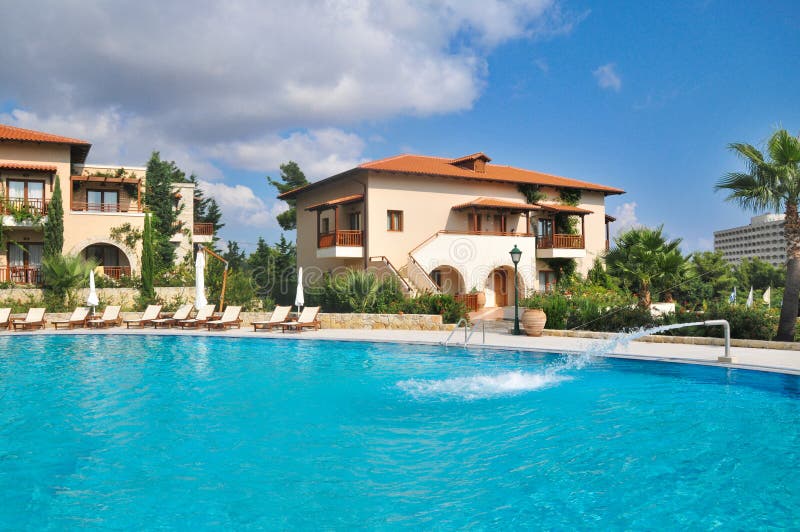 Luxury hotels in Greece stock image. Image of coast, nature 29030947