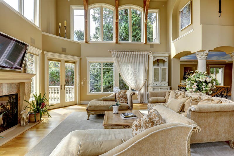 Luxury House Interior. Living Room Stock Image - Image of home, estate ...