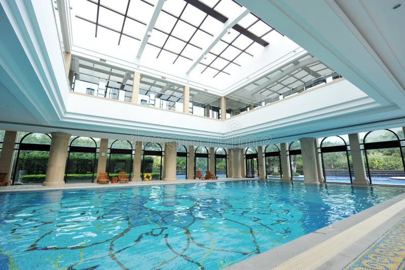 Luxury indoor pool stock images