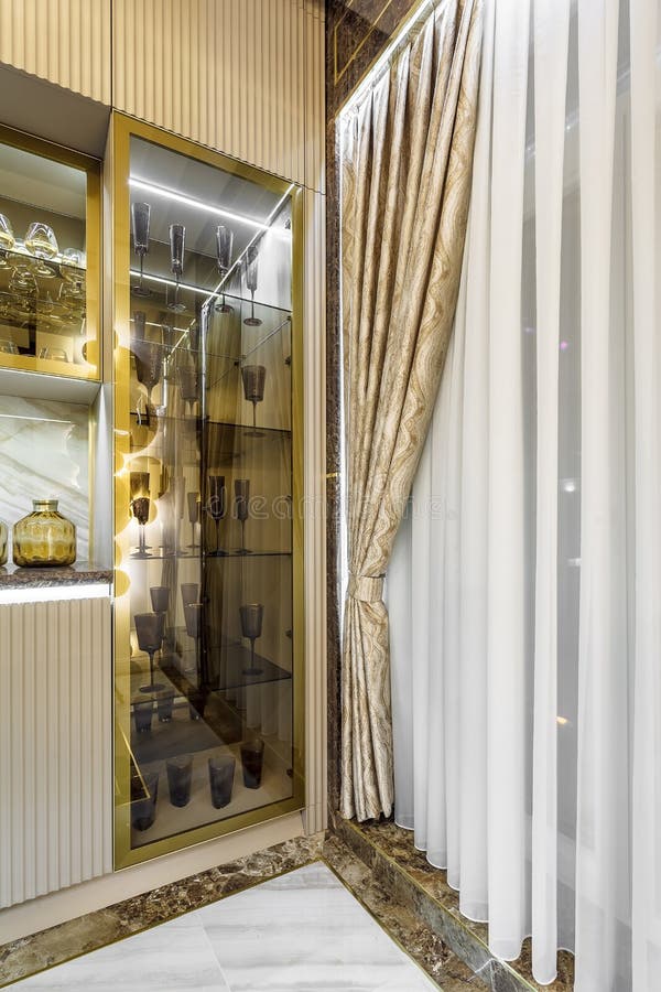 Luxury Kitchen Design, Italian Marble and Granite Countertop Stock