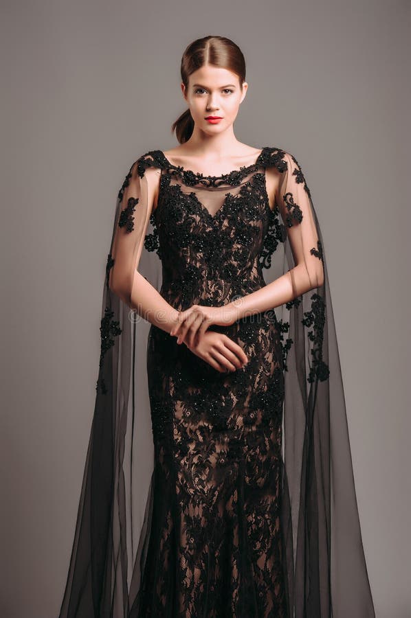Zeena Zaki Black One Shoulder Cape Gown Dress Sz M | eBay