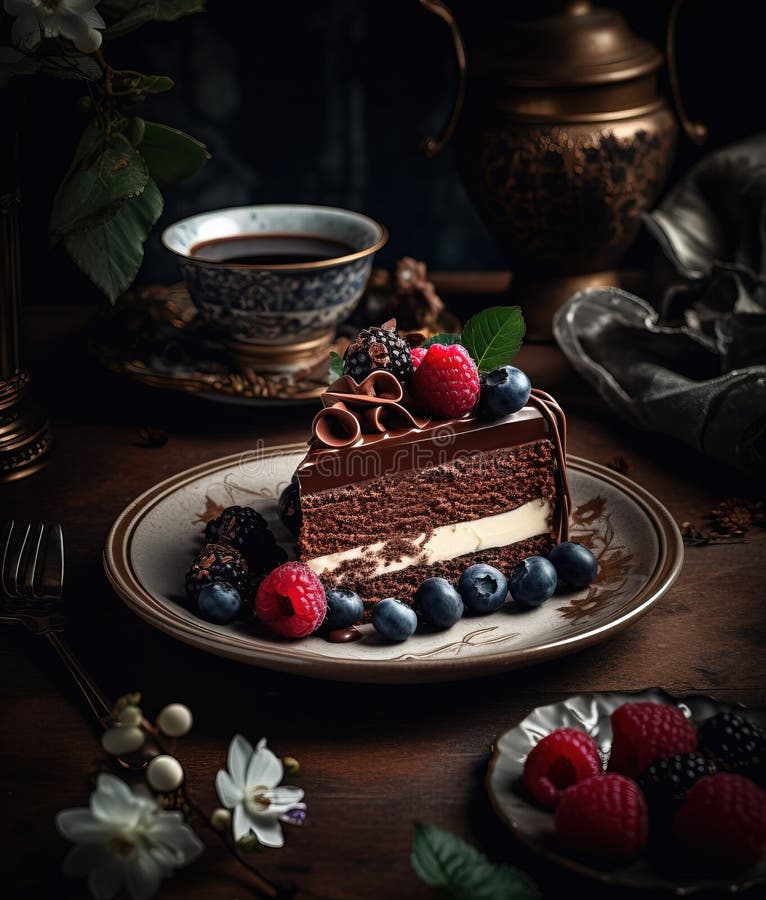 Luxury Latte and Dessert, Decadent Chocolate Sweets. Generative Ai ...