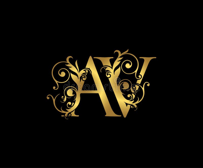 Vetor de Initial letter MF, overlapping elegant monogram logo, luxury  golden color do Stock