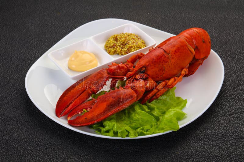 Luxury Lobster with sauce stock photo. Image of steamed 193231626