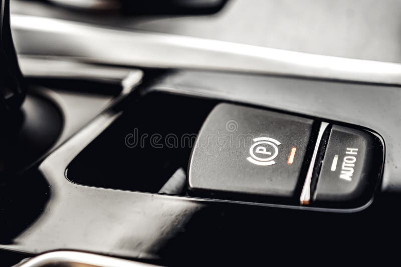 Luxury Modern Car Interior. Automatic Gearbox Lever; Automatic