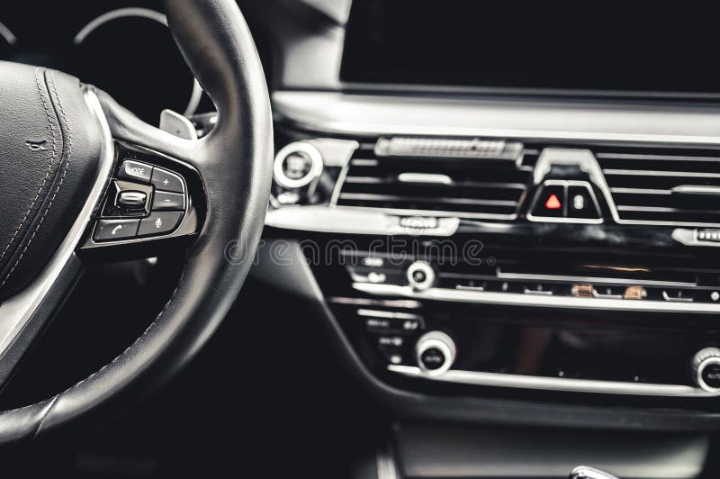 Luxury Modern Car Interior. Automatic Gearbox Lever; Automatic