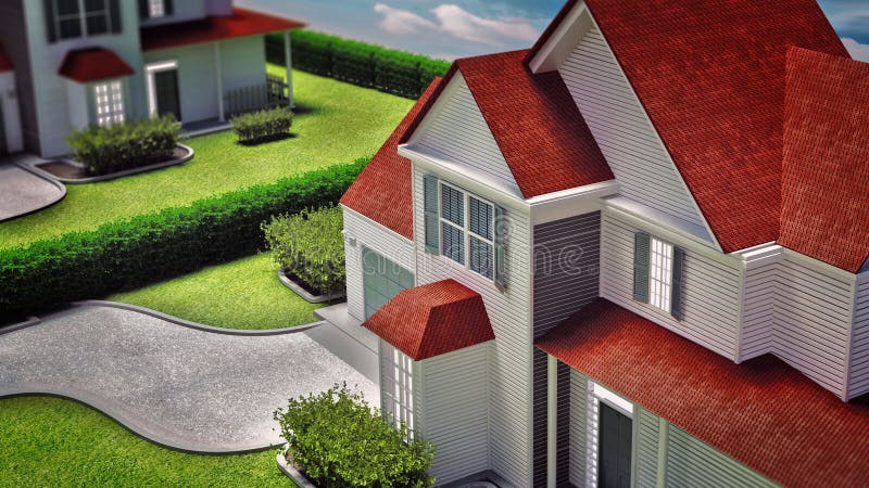 Luxury modern house detail. 3D illustration vector illustration