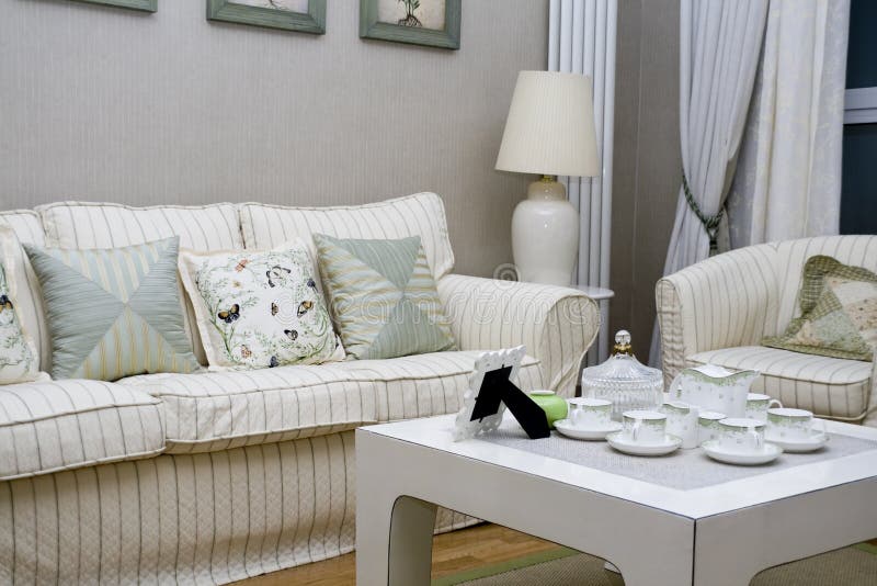 Luxury modern living room stock photos