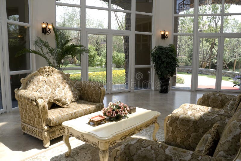 Luxury modern living room stock photography