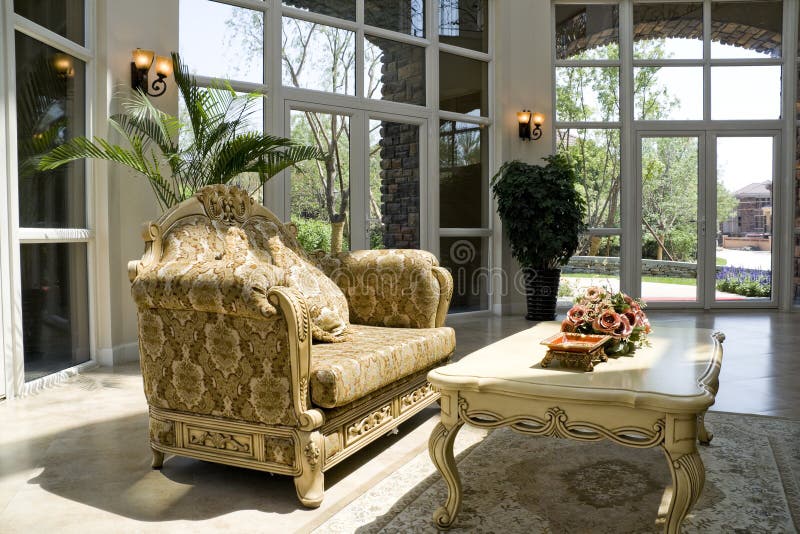 Luxury modern living room stock images