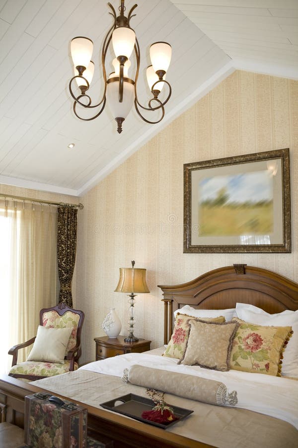 Luxury modern bedroom stock photography