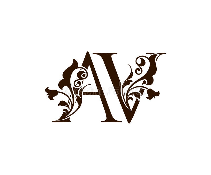 AV Letter Luxury Beauty Flourishes Ornament Monogram Logo Stock ...