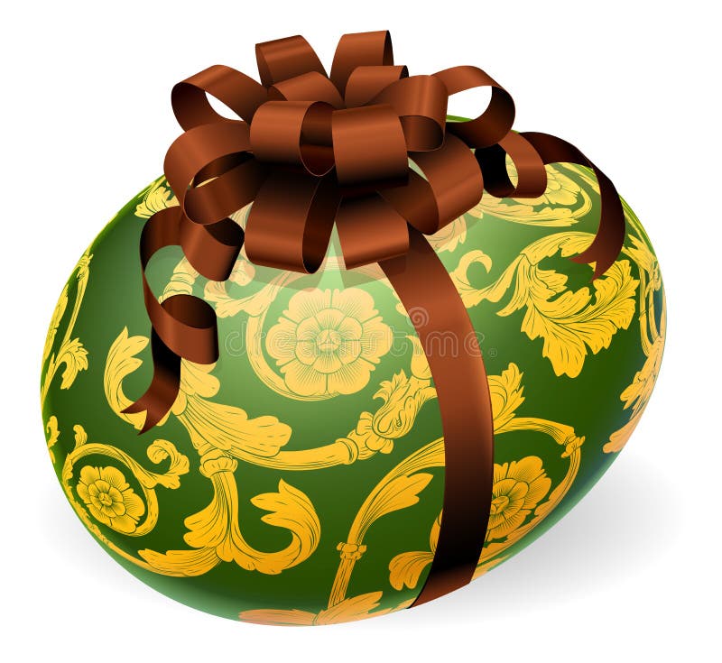 Luxury Ornate Easter Egg With Bow stock illustration