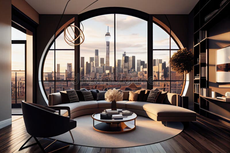 Industrial Apartment Penthouse View Sleek Architecture photo