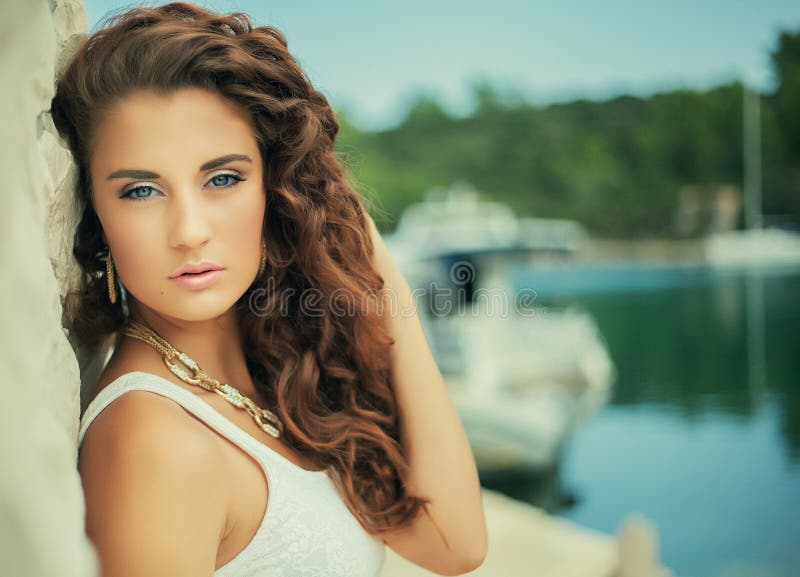 Luxury portrait beautiful girl, curly hair