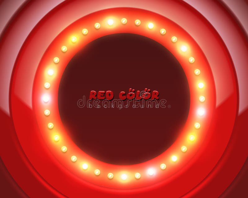 Luxury red background with glowing round frame and shining lights. Elegant circular design with glossy effect, perfect for event vector illustration