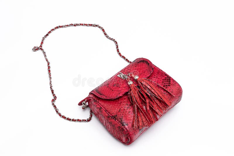 red snakeskin bag